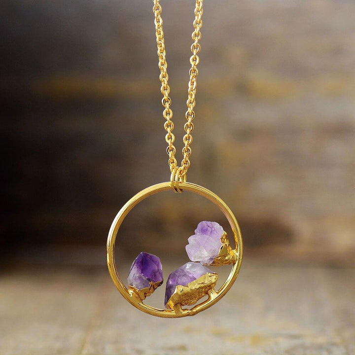 Minimalist Amethyst Raw Stone Necklace - Evelyne-Nora Luxe