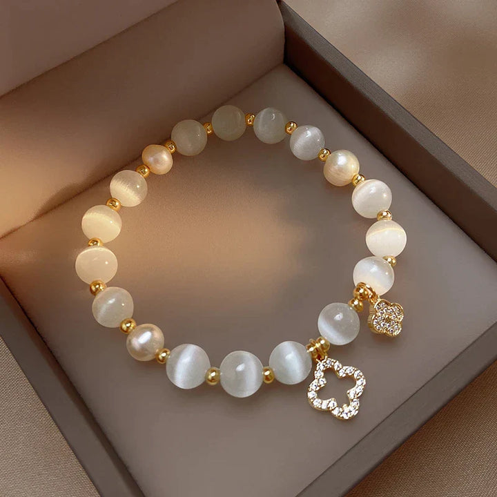 NATURAL CRYSTAL AND PEARL BRACELET-Nora Luxe