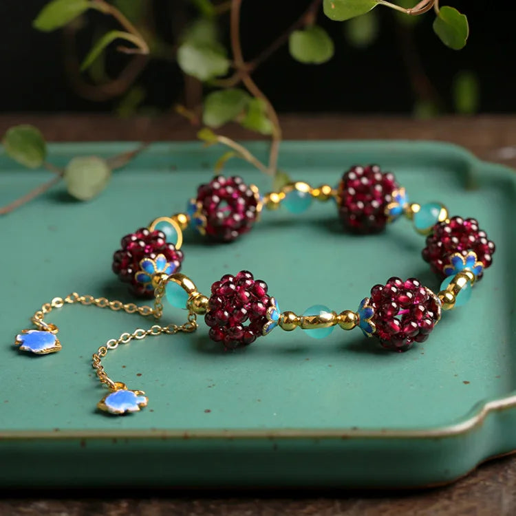 Natural Garnet Bracelet - Selina-Green-Nora Luxe