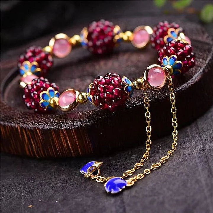 Natural Garnet Bracelet - Selina-Pink-Nora Luxe