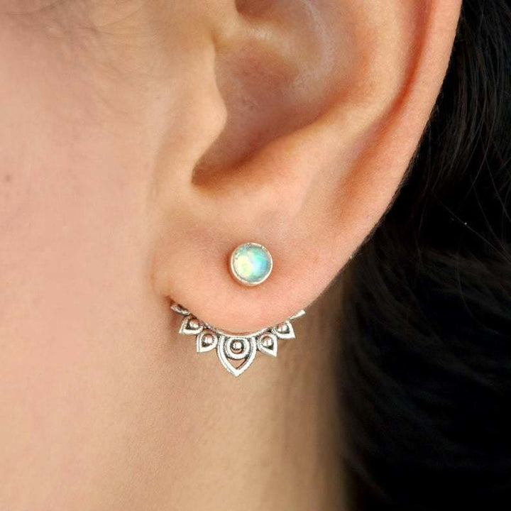 Natural Opal Lotus Earrings - Sophia-Nora Luxe