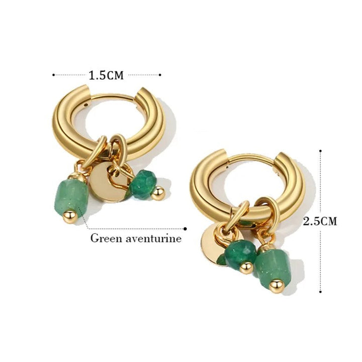 Natural Stone Gold Hoops | Elegant Women's Jewellery-Nora Luxe