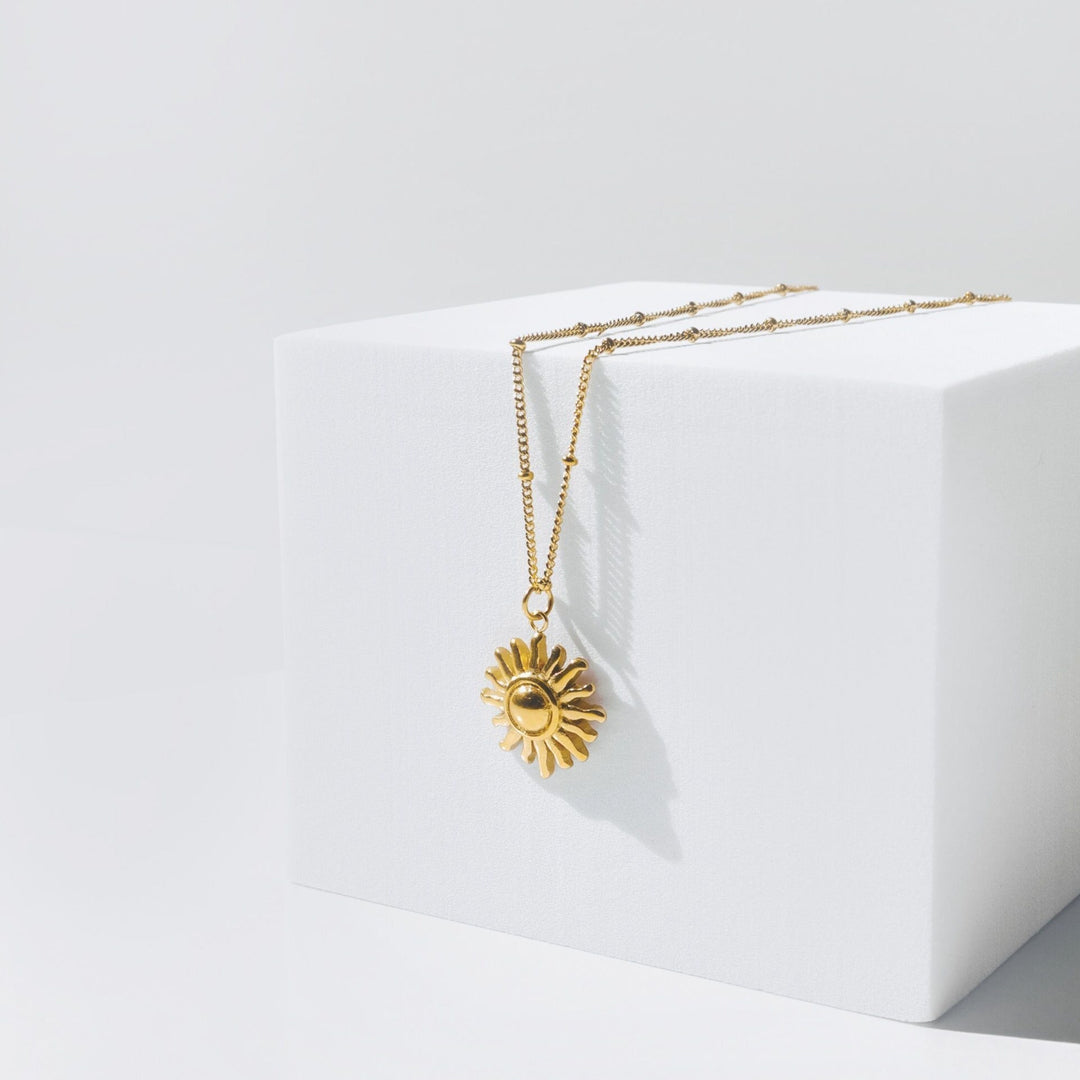 Necklace with Sun Pendant - Solara-Gold-Nora Luxe