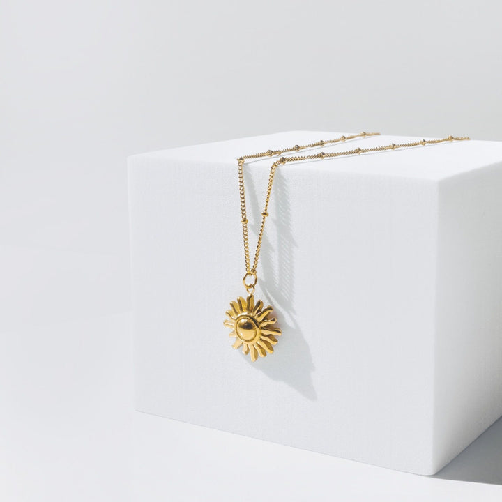 Necklace with Sun Pendant - Solara-Gold-Nora Luxe
