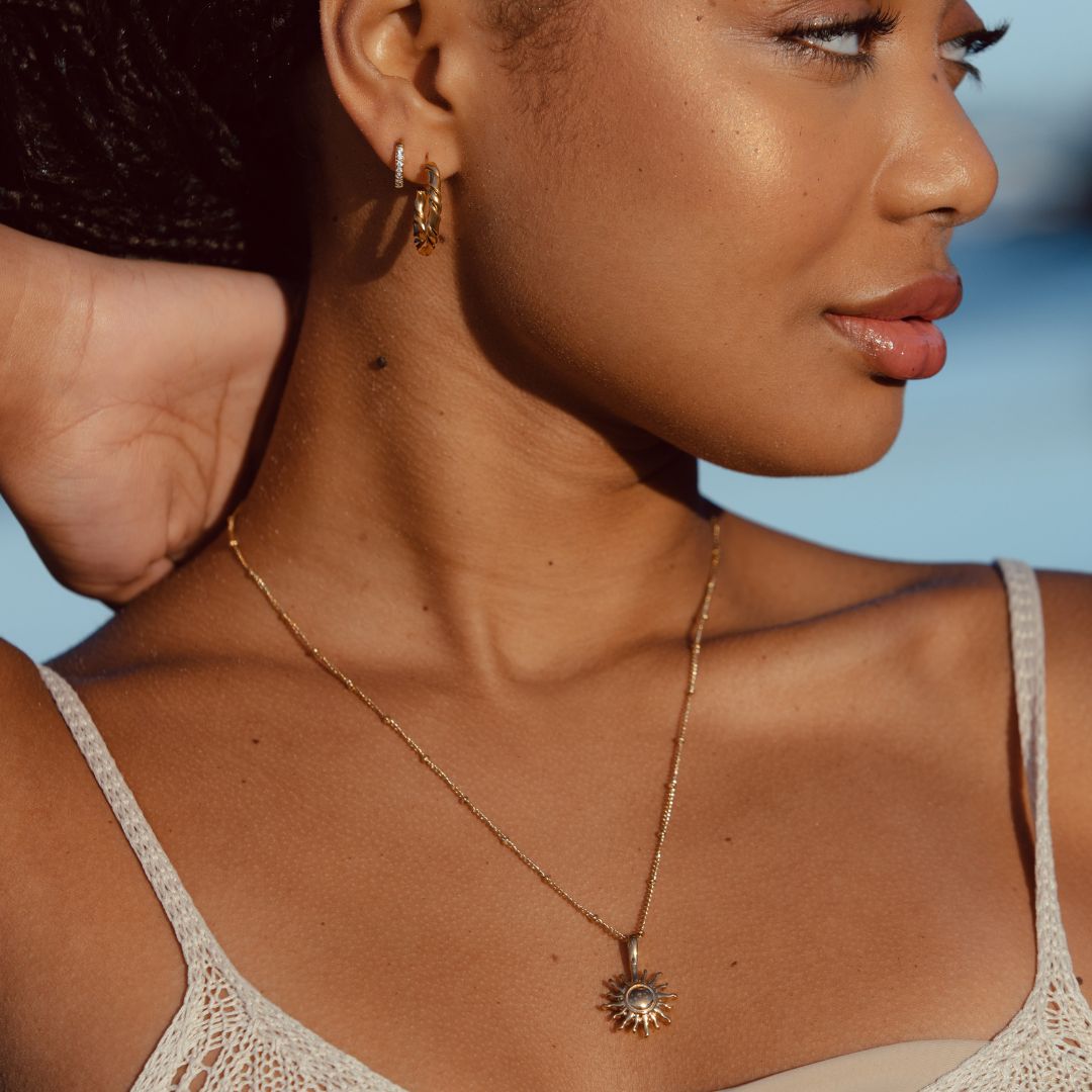 Necklace with Sun Pendant - Solara-Gold-Nora Luxe
