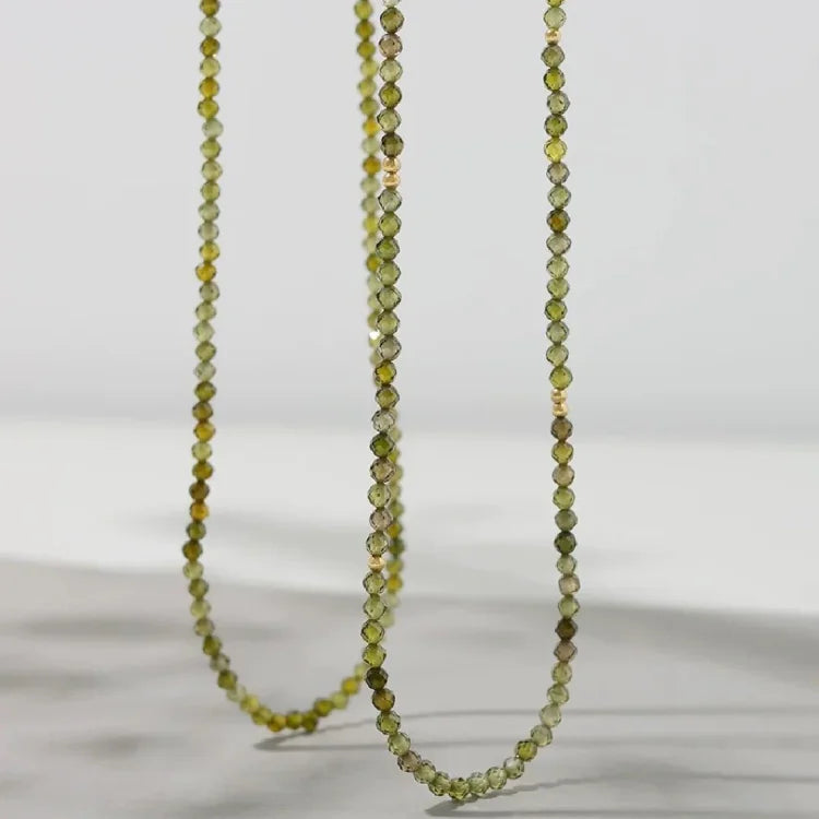 Olive Green Zirconia Necklace - Celeste-Without Zirconia-Nora Luxe
