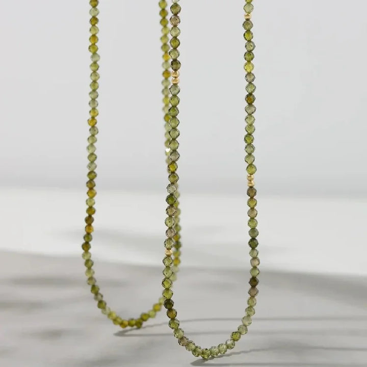 Olive Green Zirconia Necklace - Celeste-Without Zirconia-Nora Luxe