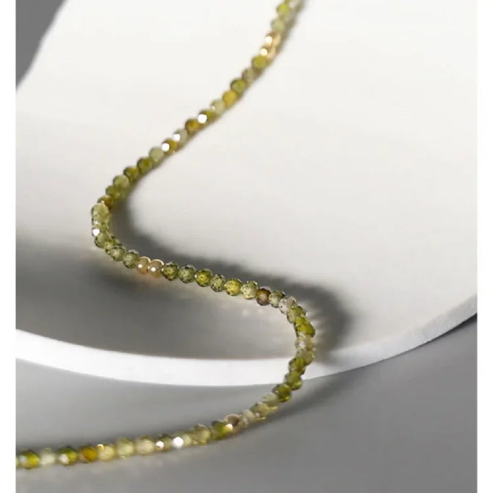 Olive Green Zirconia Necklace - Celeste-Without Zirconia-Nora Luxe