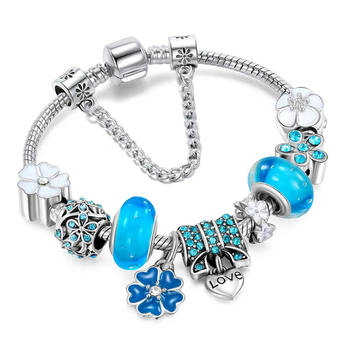 Peach Blossom Charm Bracelet | Elegant & Delicate Design-Blue-Nora Luxe