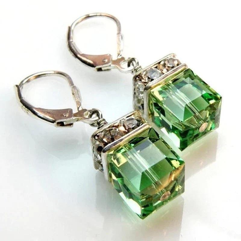 Peridot Crystal Drop Earrings-Nora Luxe