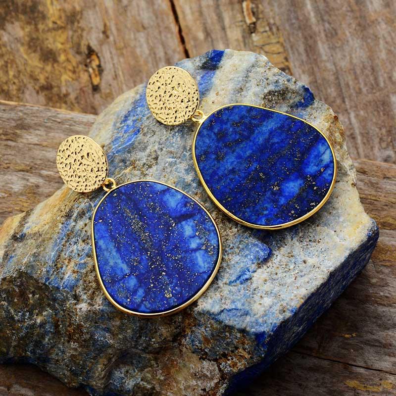Protective Earrings - Celestial Lapis-Lapis Lazuli-Nora Luxe