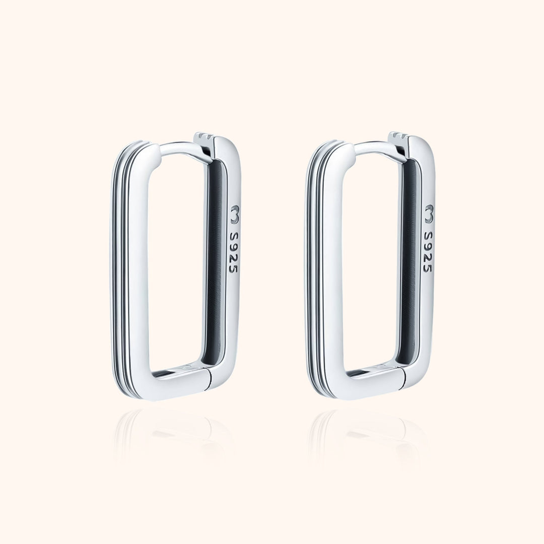 Rectangular Clip-On Earrings - Isabelle-Silver-Nora Luxe
