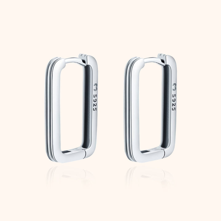 Rectangular Clip-On Earrings - Isabelle-Silver-Nora Luxe