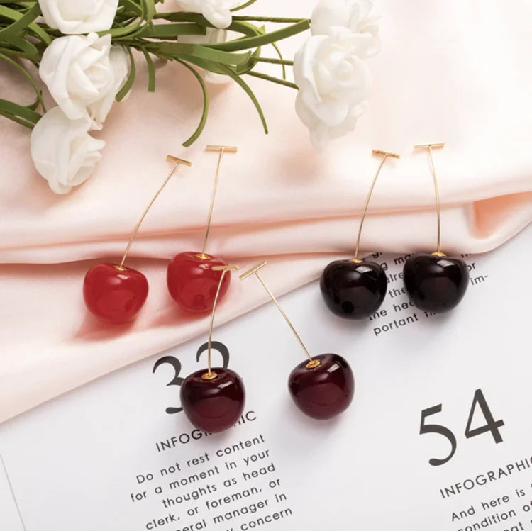 Red Cherry Earrings - Fleur-Nora Luxe