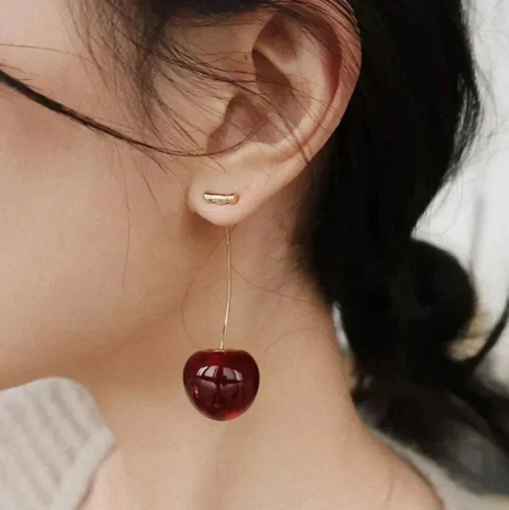 Red Cherry Earrings - Fleur-Nora Luxe