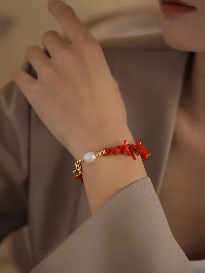 Red Coral Bracelet | Elegant and Timeless Design-Nora Luxe