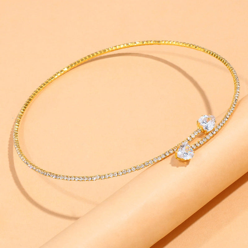 Rhinestone Choker Necklace | Elegant Statement Jewellery-Gold-Nora Luxe