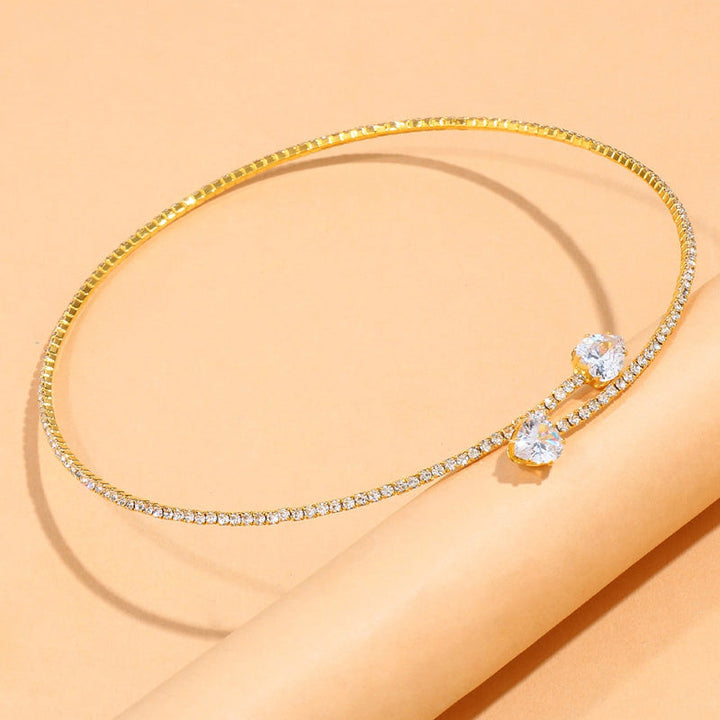 Rhinestone Choker Necklace | Elegant Statement Jewellery-Gold-Nora Luxe
