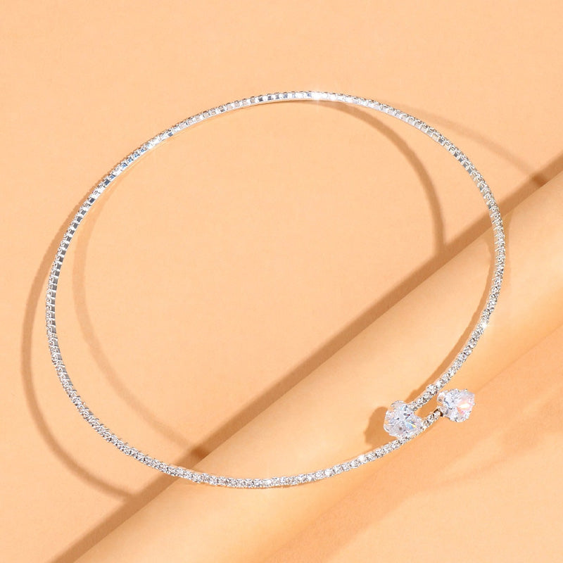 Rhinestone Choker Necklace | Elegant Statement Jewellery-Silver-Nora Luxe