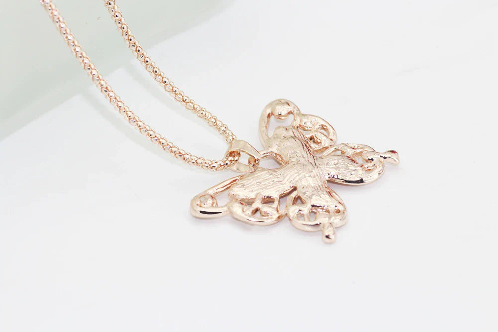 ROSE GOLD OPAL BUTTERFLY NECKLACE-Nora Luxe