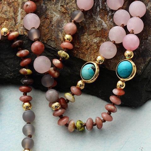 Rose Quartz and Amazonite Protection Necklace - Livia-Nora Luxe