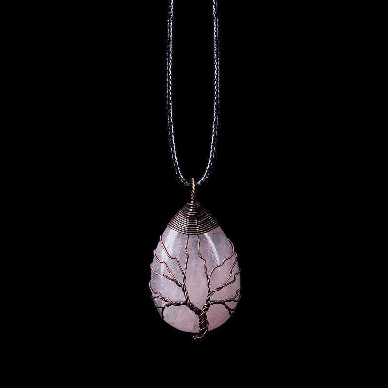 Rose Quartz Drop Necklace - Amelisse-Nora Luxe