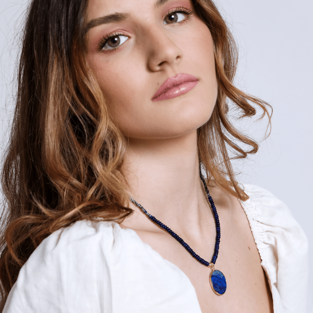 Round Lapis Necklace - Astrid-Nora Luxe