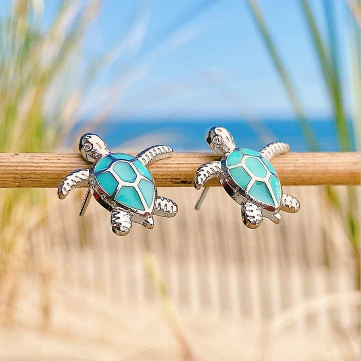 Sea Turtle Earrings made of Opal and Silver - Elena-Blue-Nora Luxe