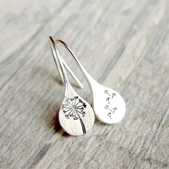 Silver Dandelion Earrings - Amira-Nora Luxe