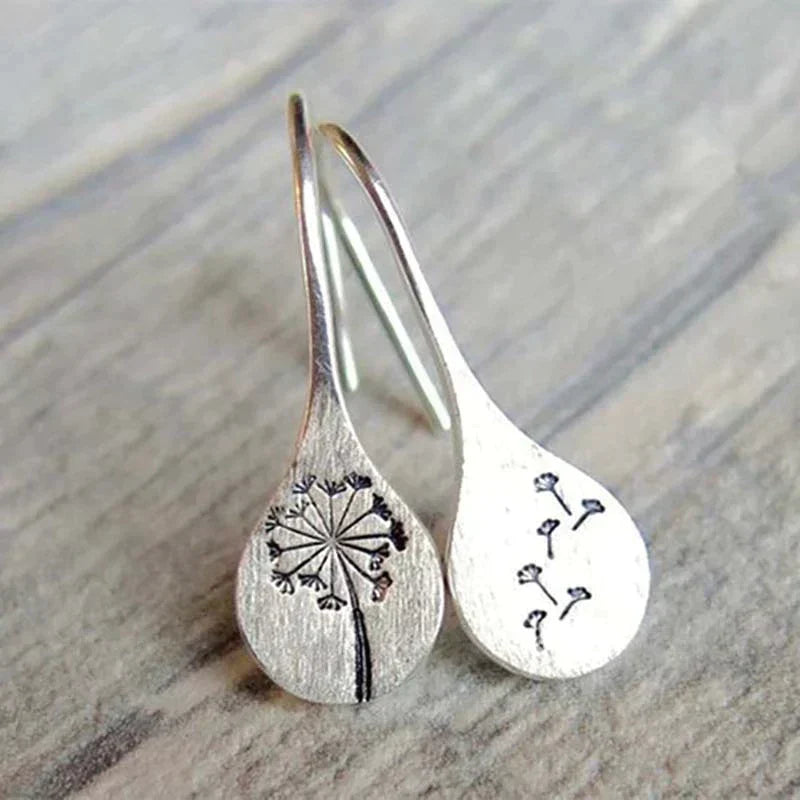 Silver Dandelion Earrings - Amira-Nora Luxe