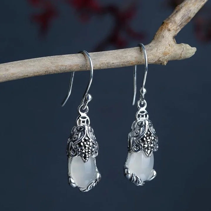 Silver Mythical Creature Earrings - Aelora-White-Nora Luxe