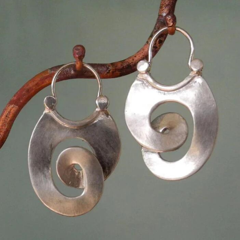 Silver Vintage Spiral Earrings - Nayela-Nora Luxe
