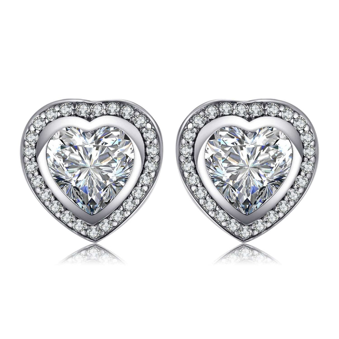 Silver Zirconia Heart-Shaped Earrings - Celestia-Nora Luxe