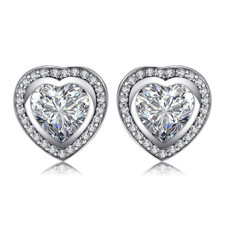 Silver Zirconia Heart-Shaped Earrings - Celestia-Nora Luxe
