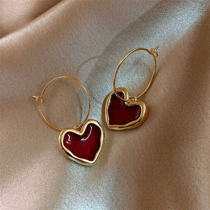 Small Red Heart Earrings - Amore-Nora Luxe