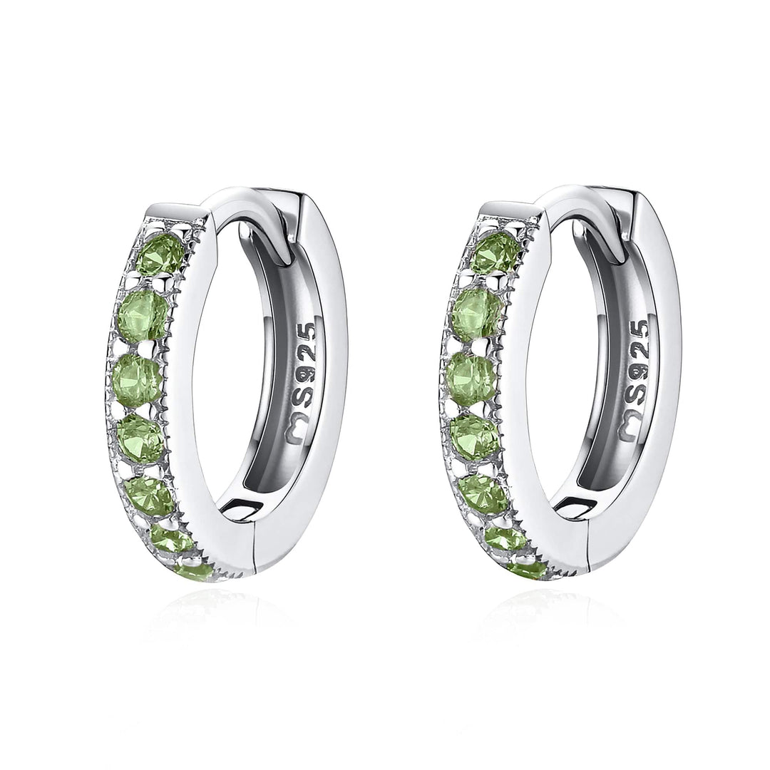 Sparkling Hoop Earrings - Amaranta-Green-Silver-Nora Luxe
