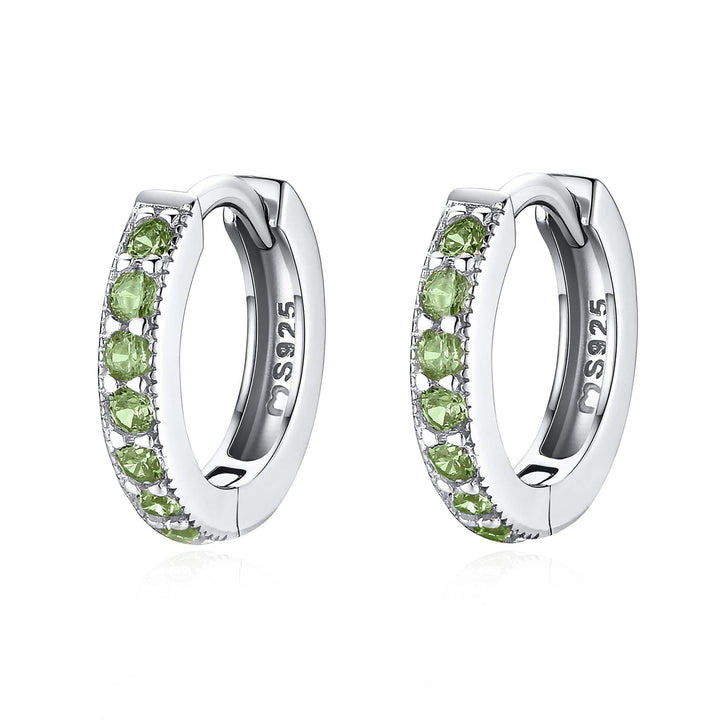 Sparkling Hoop Earrings - Amaranta-Green-Silver-Nora Luxe