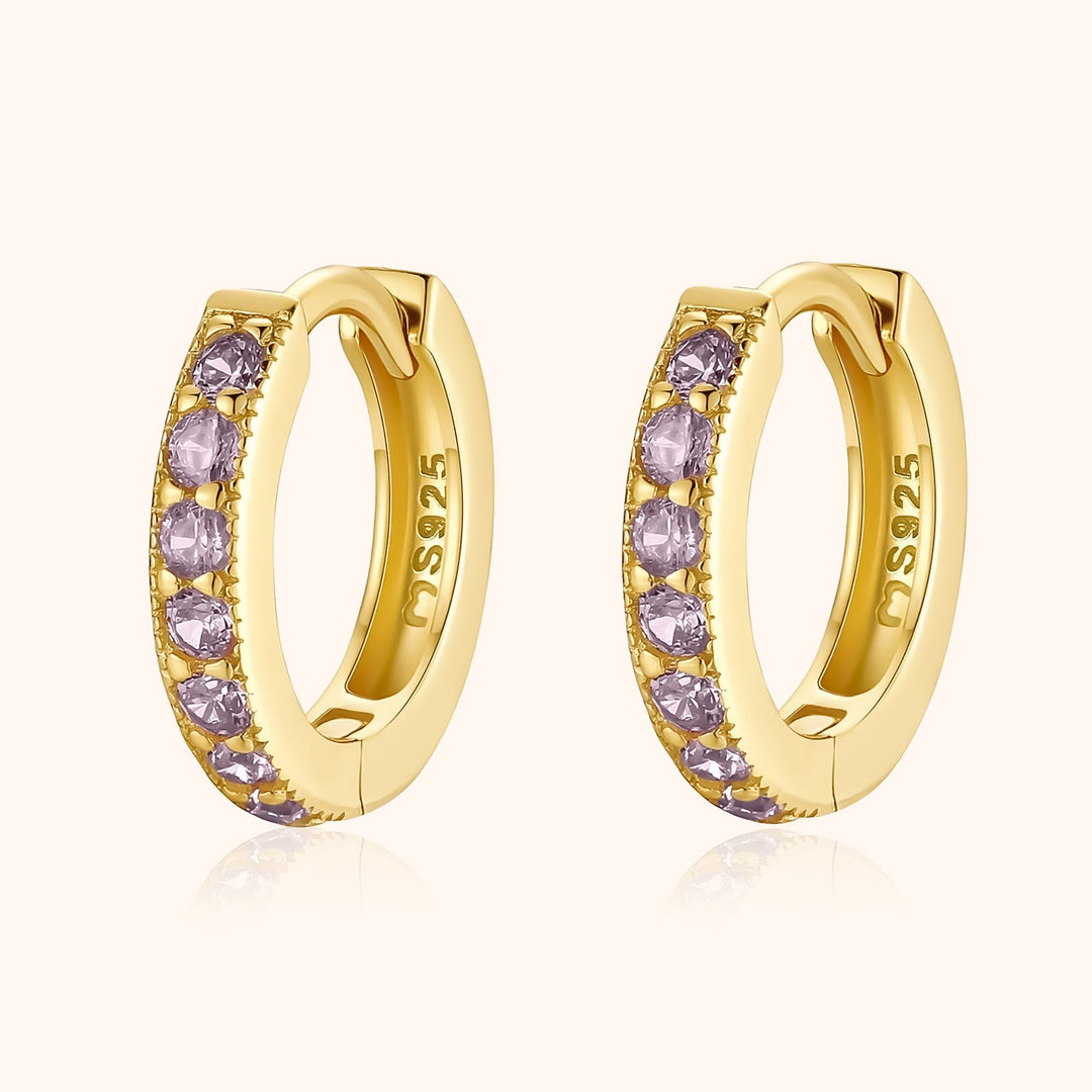 Sparkling Hoop Earrings - Amaranta-Purple-Gold-Nora Luxe