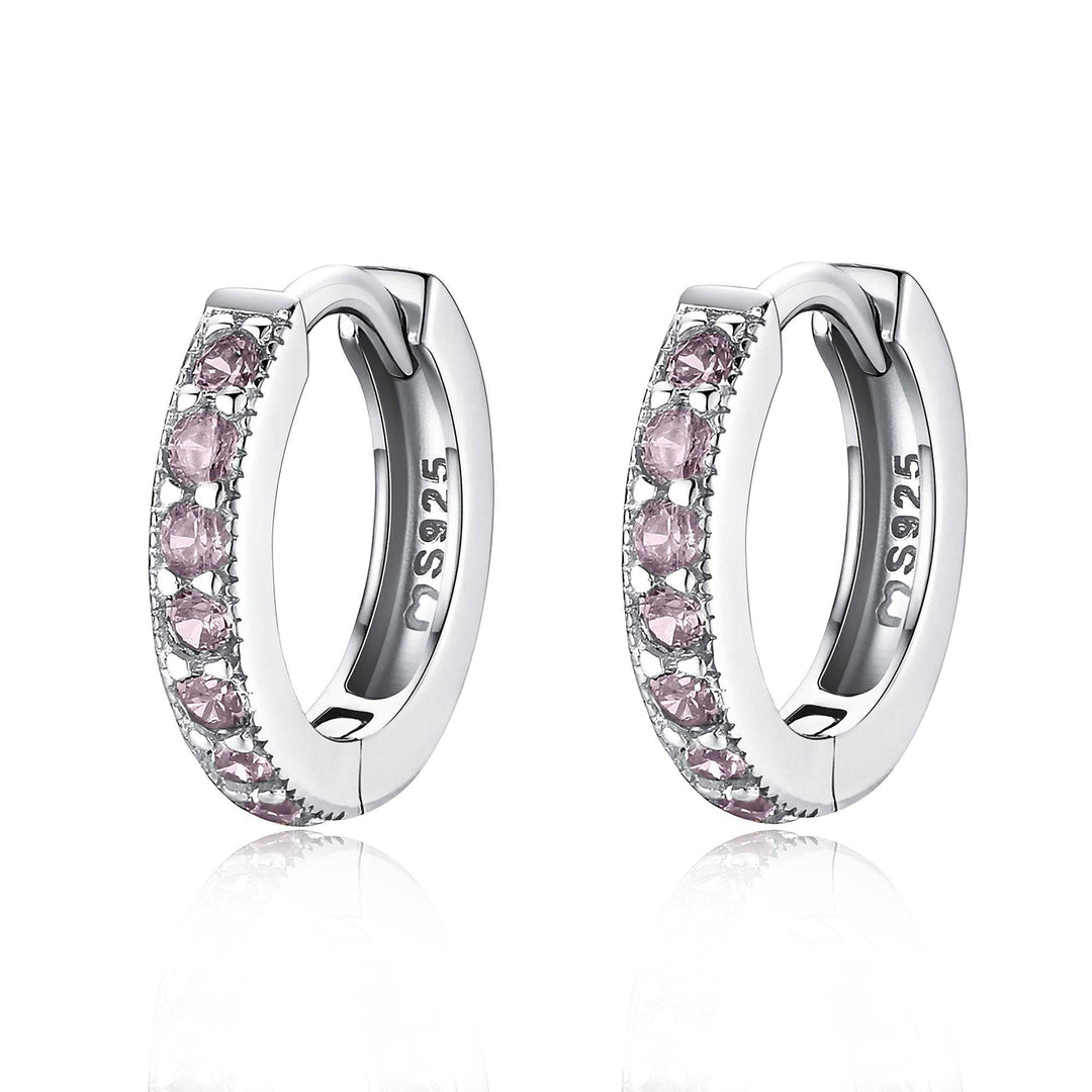 Sparkling Hoop Earrings - Amaranta-Purple-Silver-Nora Luxe