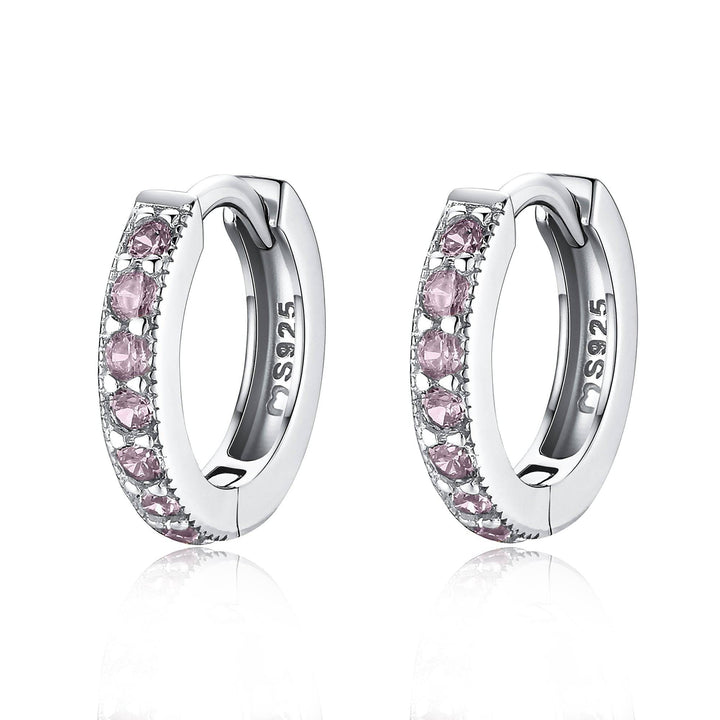 Sparkling Hoop Earrings - Amaranta-Purple-Silver-Nora Luxe