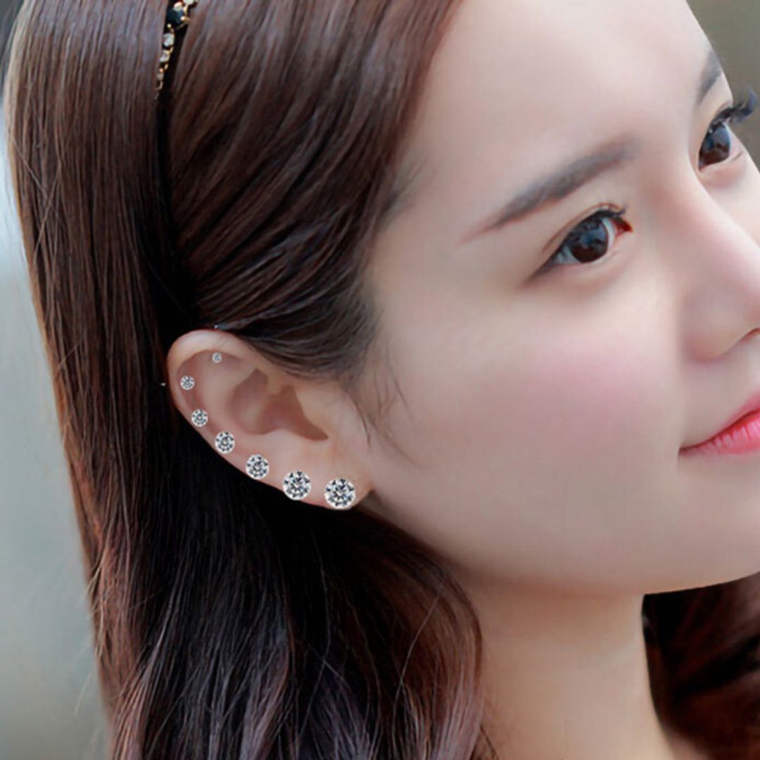 Stainless Steel Stud Earrings | Hypoallergenic-White - 1 pair-.2cm-Nora Luxe