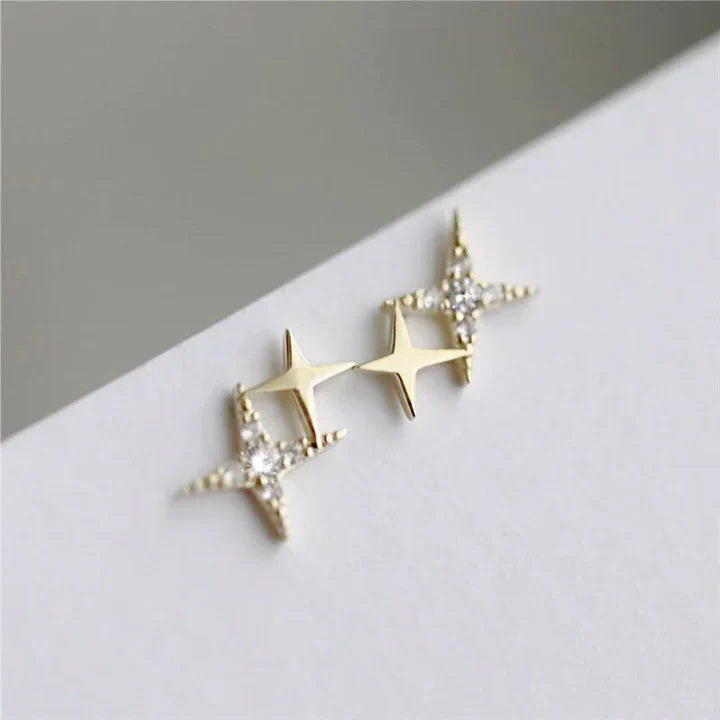 Star-shaped Stud Earrings with Zirconia - Lyra-Gold-Nora Luxe