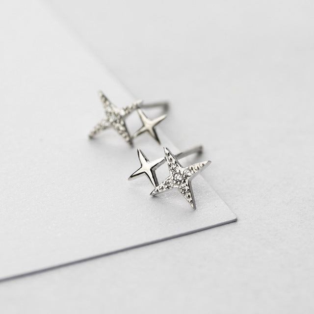 Star-shaped Stud Earrings with Zirconia - Lyra-Silver-Nora Luxe