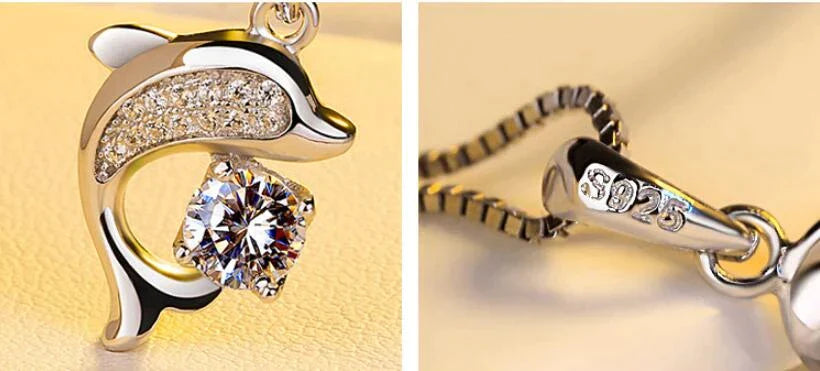 Stunning Crystal Dolphin Pendant Necklace-Nora Luxe