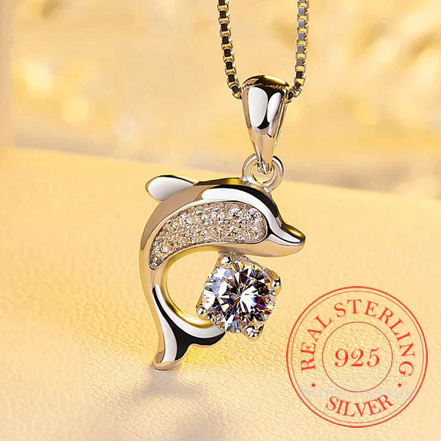 Stunning Crystal Dolphin Pendant Necklace-Nora Luxe