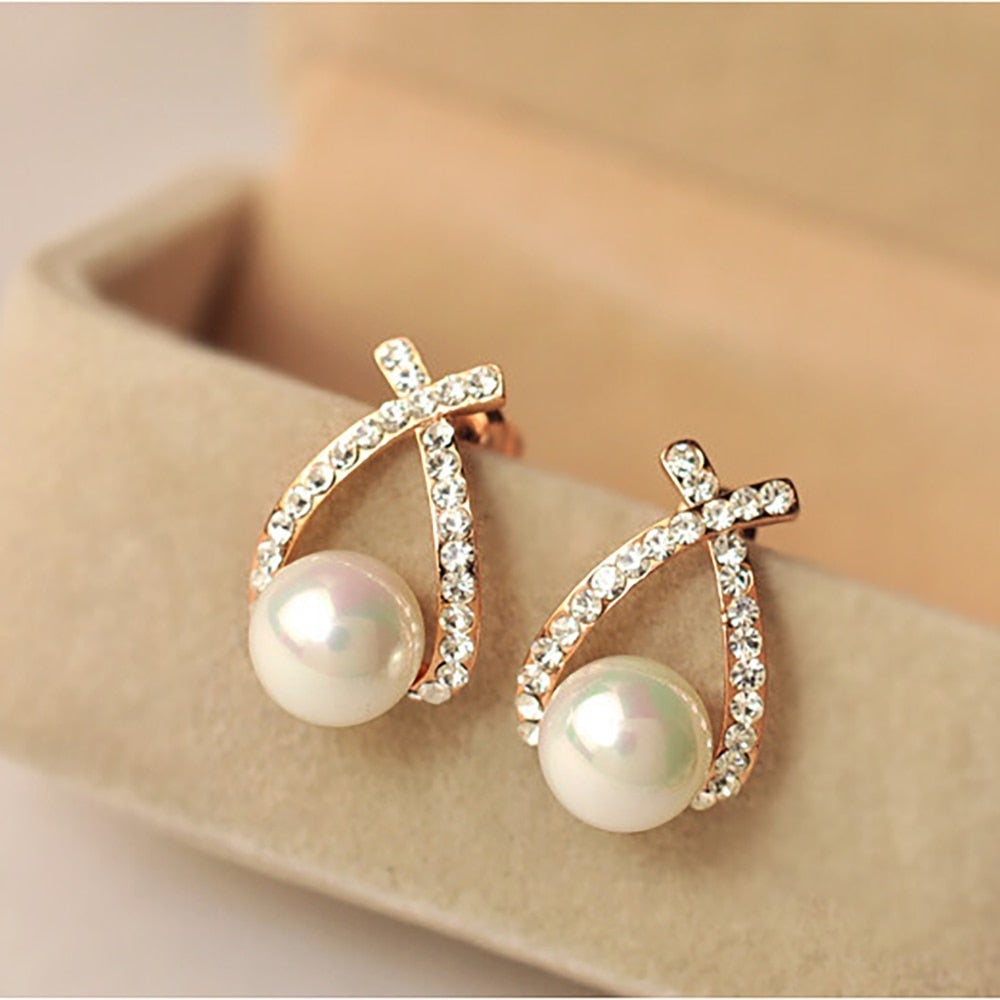 Stylish Glitter Pearl Earrings - Marie-Nora Luxe