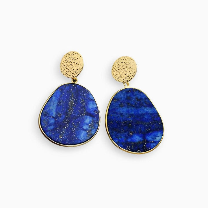 Stylish Lapis and Tiger Eye Earrings - Althea-Lapis Lazuli-Nora Luxe