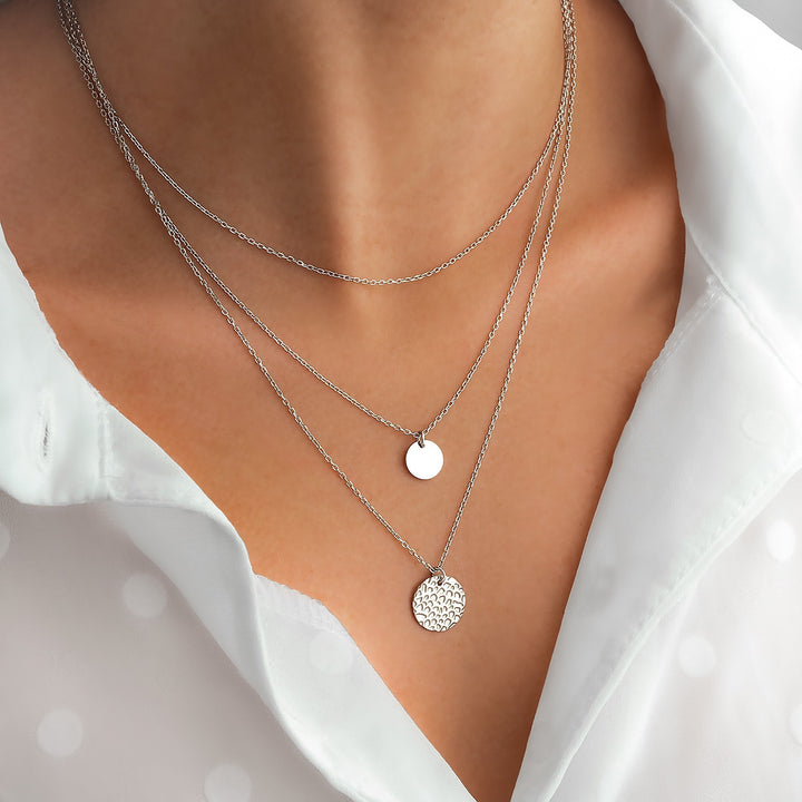 Stylish Layered Necklace - Aurora-Silver-Nora Luxe