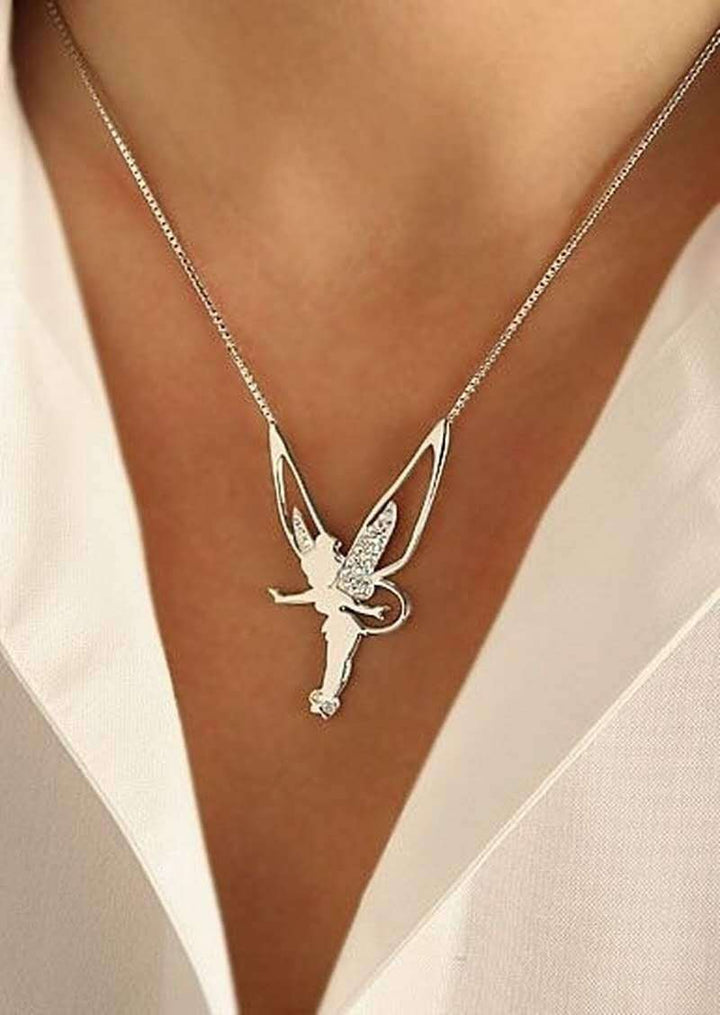 Stylish Lucky Fairy Necklace - Faylin-Silver-Nora Luxe