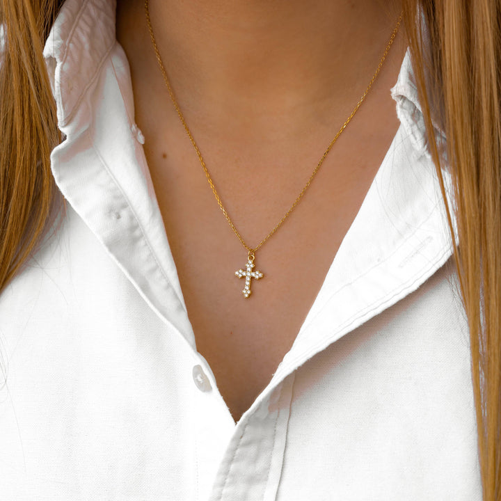 Stylish Necklace with Cross - Clémence-Gold-Nora Luxe